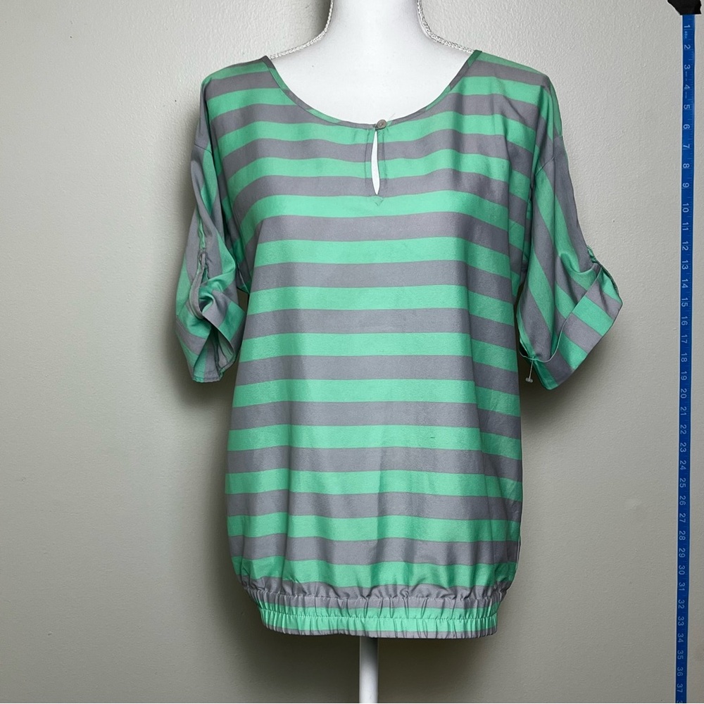 Banana Republic Striped Y2K Elastic Bubble Top M mint